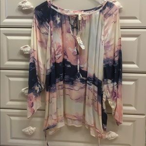 NEW multicolor love stitch blouse